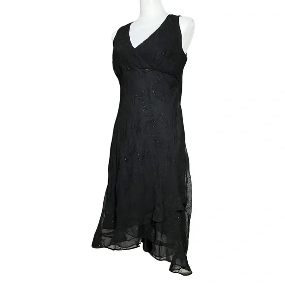 Vintage 90s Black Asymmetrical Sleeveless Dress. Small. Whimsigoth, Fairycore - Picture 2 of 8
